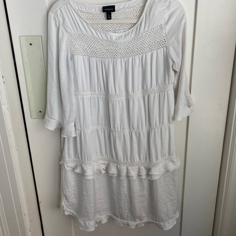 Who What Where white ruffle dress